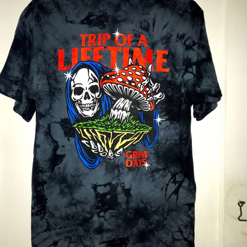 Men's Grim Reaper Skull Tie Dye Black/ Grey Tshirt